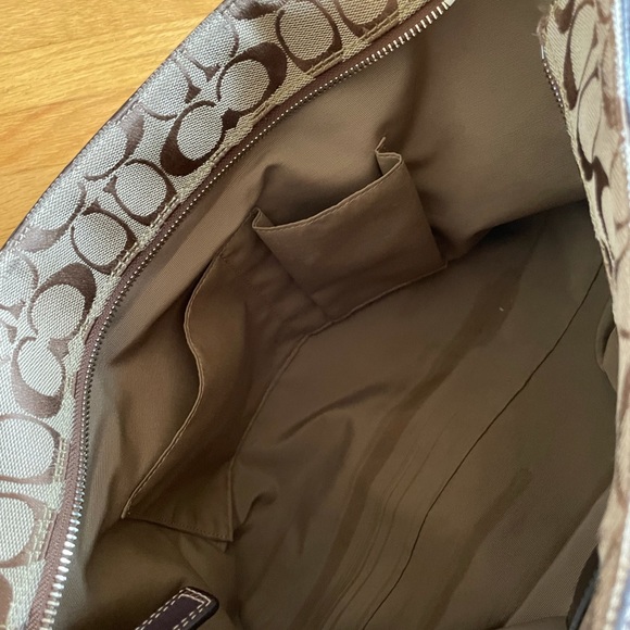 Coach Hampton Canvas Handbag 15”L x 9”H x 5”W Beige with Dark Brown Acce… - Picture 10 of 11